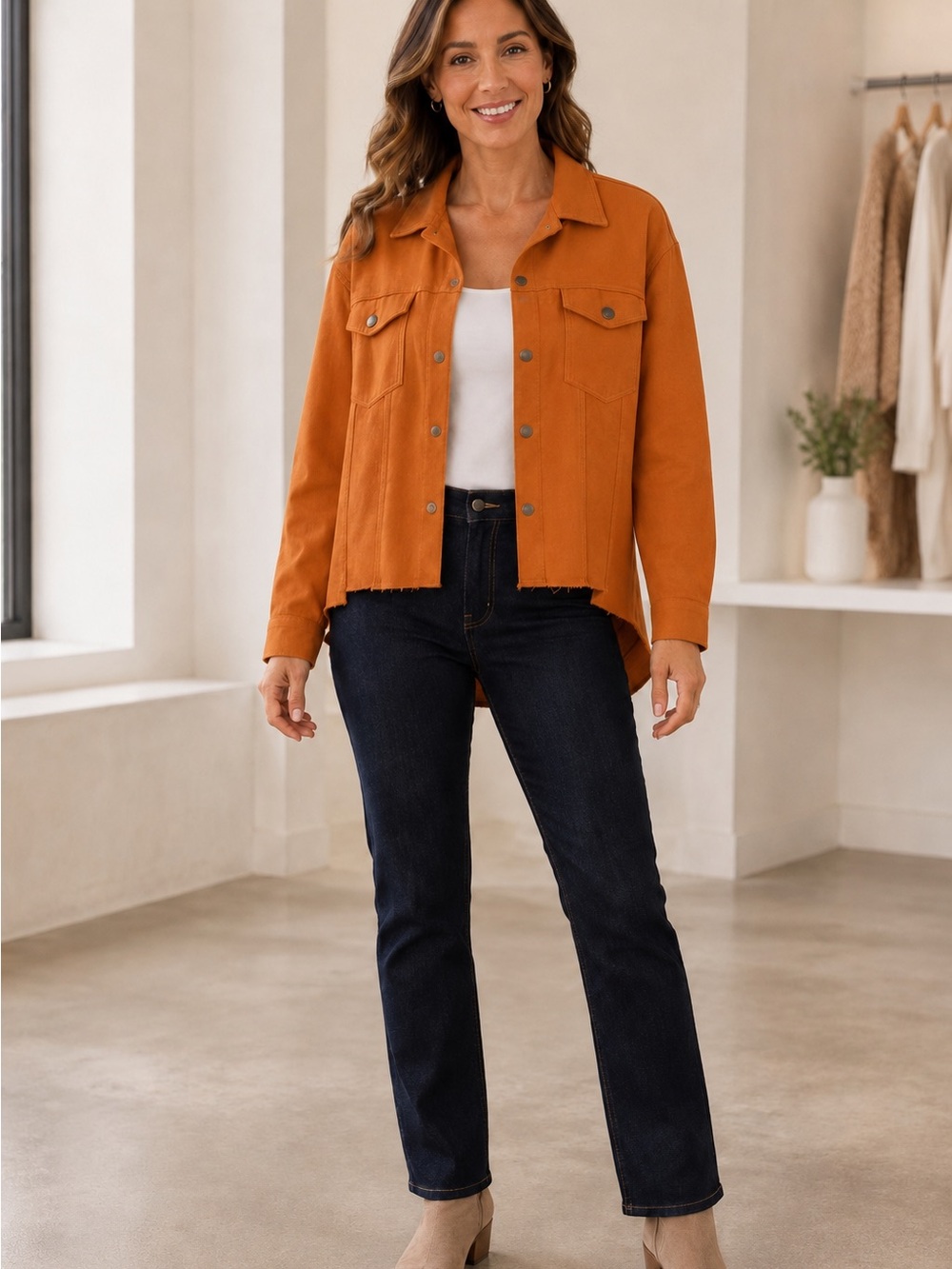 Umgee Women's Orange Button-Front Lightweight Jacket